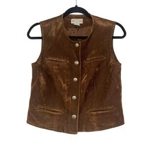 Stonebridge VTG Faux Suede Brown Vest Women’s S Button Western Cowgirl Festival